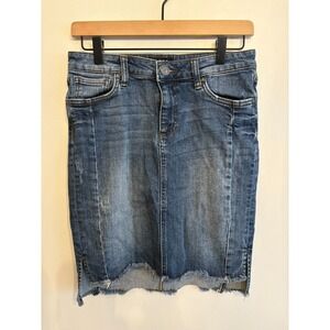 Kut from the Kloth Denim‎ Connie Skirt Blue Distressed Size 4
